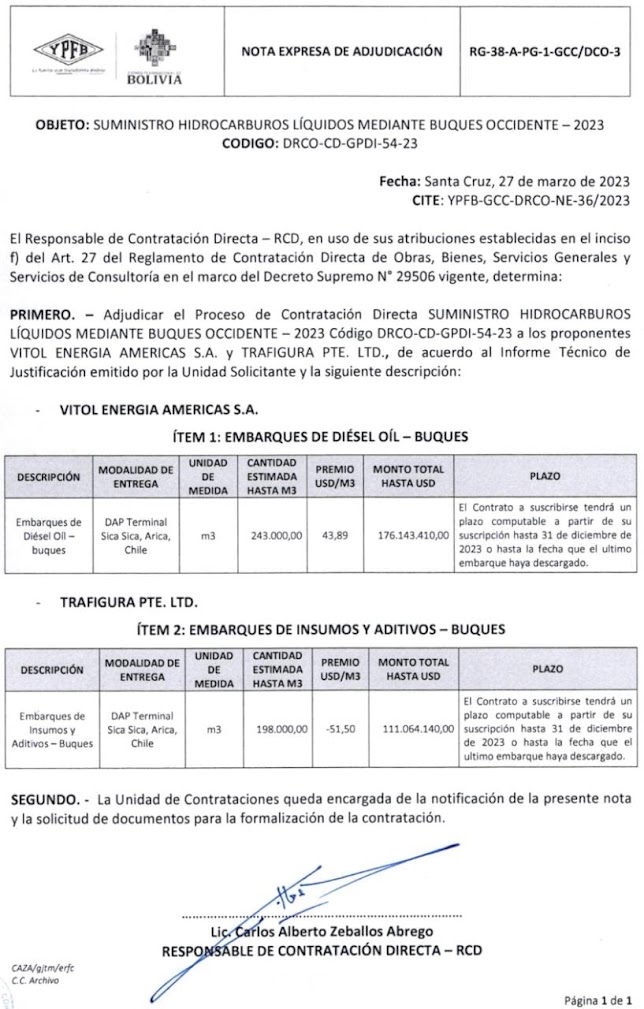 A pesar de las denuncias, YPFB sigue firmando contratos leoninos con Trafigura y Vitol