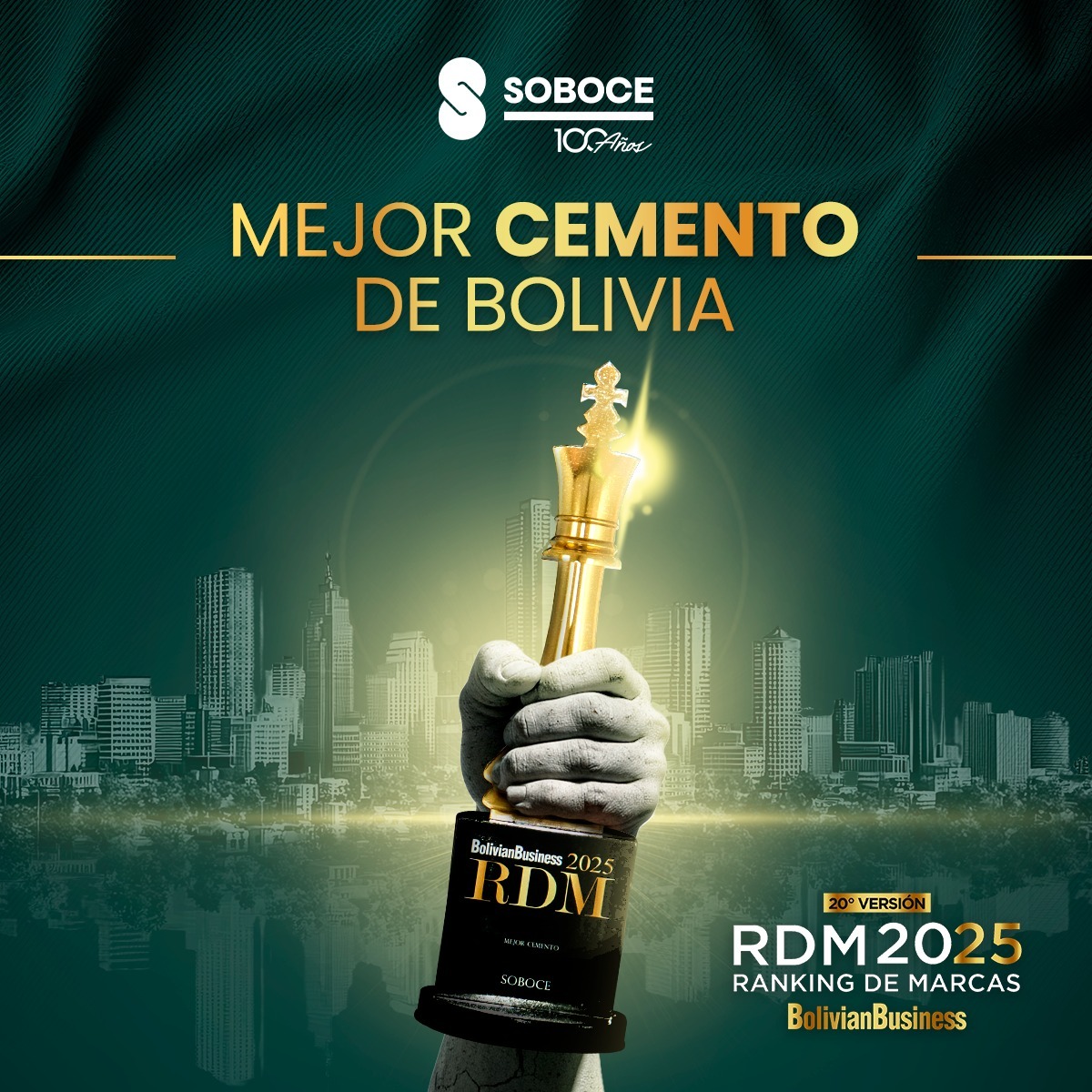SOBOCE es reconocida como la Mejor Marca de Cemento de Bolivia en el Ranking de Marcas 2025 de Bolivian Business