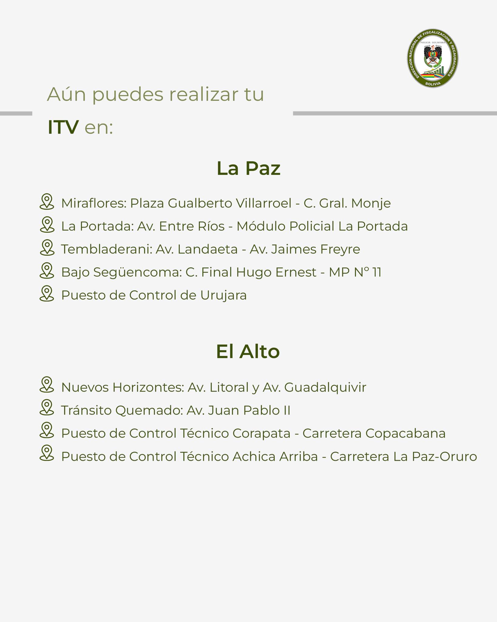 Tránsito amplía plazo para inspección vehicular, cobrará 100 bolivianos de multa