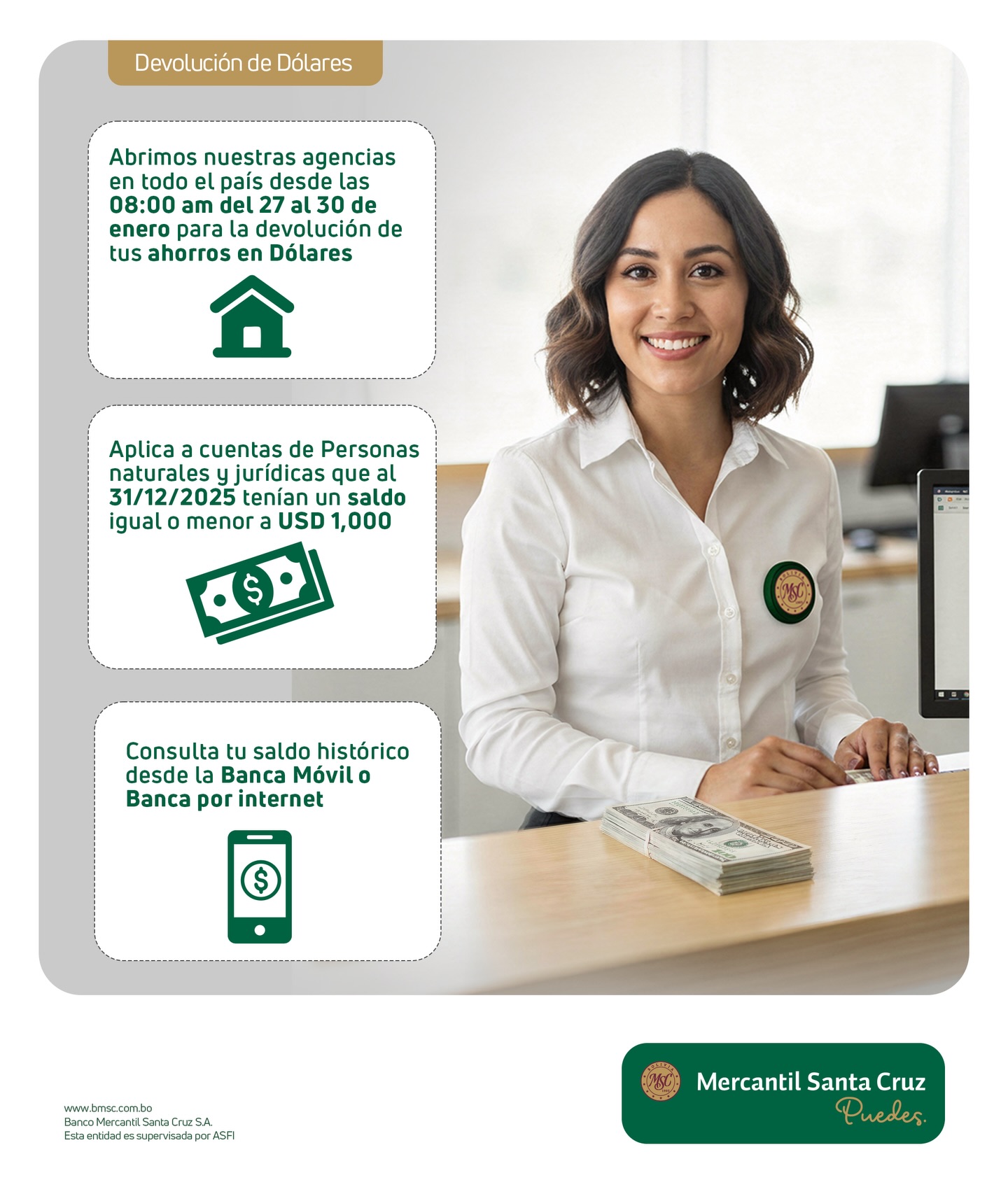 BCP anuncia que devolverá hasta 10.000 dólares a sus ahorristas