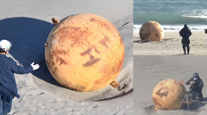 Japón: la misteriosa bola gigante hallada en una playa al suroeste de Tokio 
