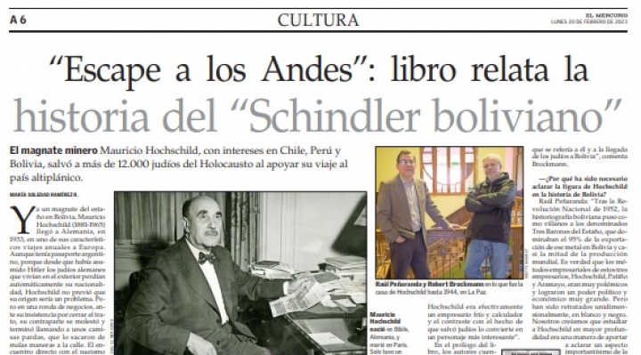 El Mercurio de Santiago resaltó el libro Escape a los Andes, de Peñaranda y Brockmann