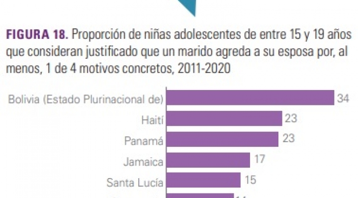 Con 34%, Bolivia tiene el porcentaje más  alto de adolescentes que consideran  justificado que el marido golpee a su esposa