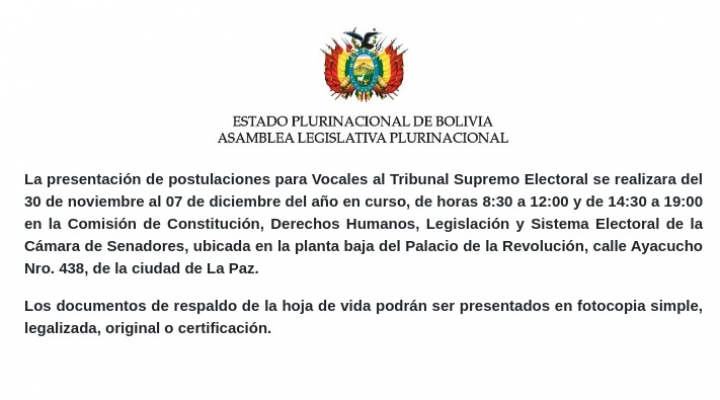 Se registraron 35 postulantes a vocales del TSE, 26 varones y nueve mujeres