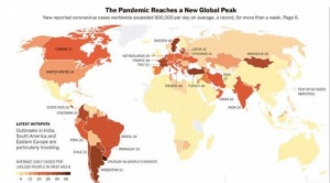 The New York Times alerta sobre el nuevo pico mundial de coronavirus e identifica a Uruguay y Argentina como los casos más preocupantes