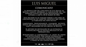 Silva dice que se devolverán el costo de las más de 9 mil entradas que se vendieron para el concierto de Luis Miguel 1