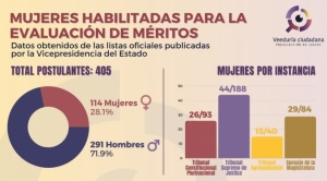 Elecciones judiciales: 28% de postulantes habilitados a la siguiente fase son mujeres y 72%, hombres