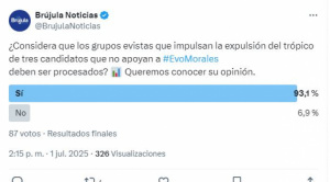 Sondeo: Más del 90% de los consultados piden procesar a quienes amenazan con expulsar a candidatos disidentes a Evo Morales
