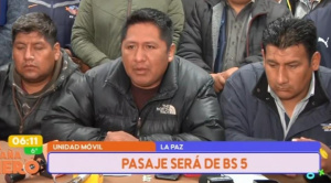 Transporte Libre de La Paz anuncia  incremento de pasajes; el de minibús  costará Bs 5 y el de trufi, Bs 6,50