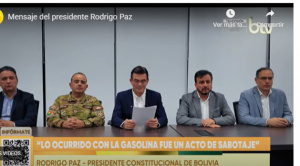 Paz denuncia sabotaje con la gasolina, anuncia resguardo  militar en "plantas estratégicas" y otras medidas